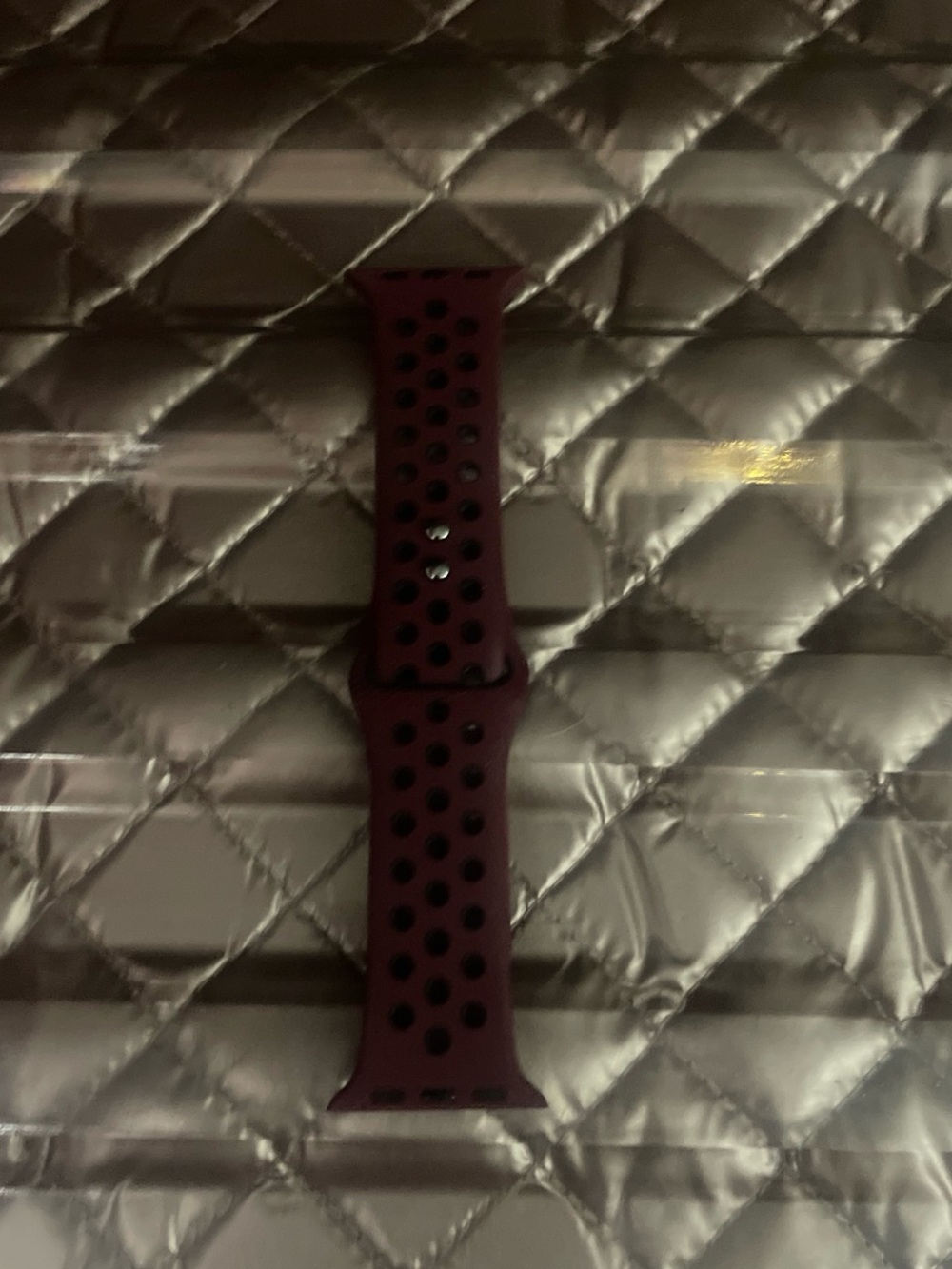 Breathable Perforated Sport Watch Band in Dark Burgundy
